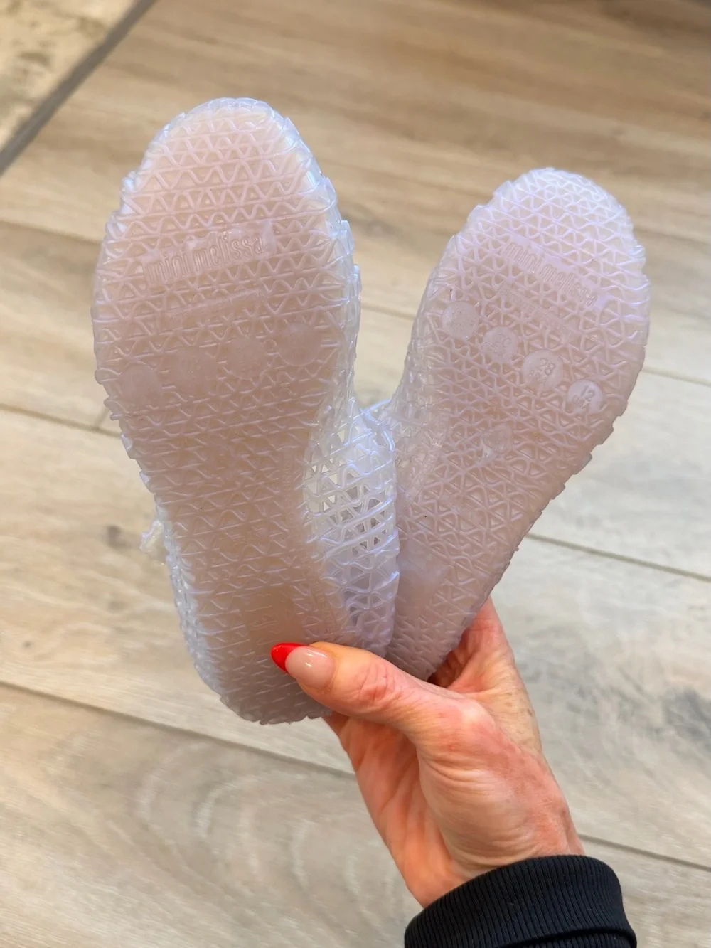 Mini Melissa Iridescent Pearl White Jelly Mary Jane Sandals